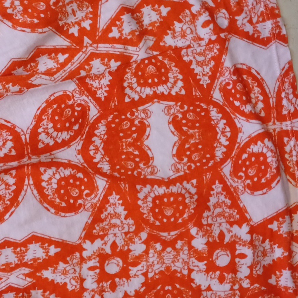 Free People Orange/White Boho Design Print Rayon/Linen Halter Tunic Top - Picture 2 of 9